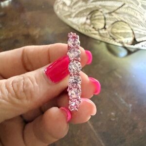 Pink Rhodium over Sterling Silver Cubic Zirconia Hoop Earrings